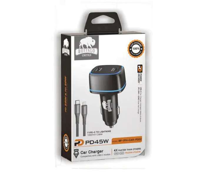 ראש מטען לרכב PD45W עם כבל טעינה PD Lightning | כיסויים לרכב | אביזרי רכב | ריפודים לרכב