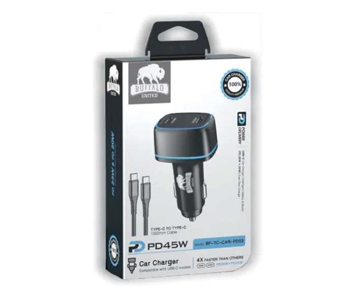 מטען לרכב PD45W עם כבל טעינה PD Type-C